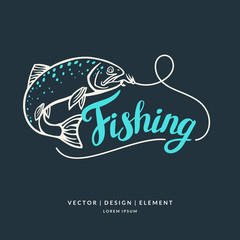 Fishing. Modern hand drawn lettering phrase.