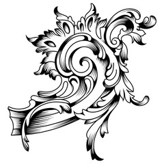 Vintage baroque ornament, corner. Retro pattern antique style acanthus. Decorative design element filigree calligraphy vector. - stock vector