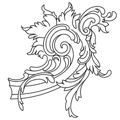Vintage baroque ornament, corner. Retro pattern antique style acanthus. Decorative design element filigree calligraphy vector. - stock vector