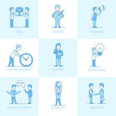 Fototapeta premium Linear Flat Business people object vector illustration.