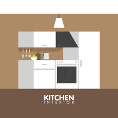 Modern Kitchen interior design icon. Vector illustration