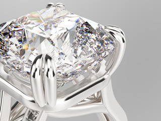 3D illustration zoom macro gold silver ring with diamonds © 3djewelry