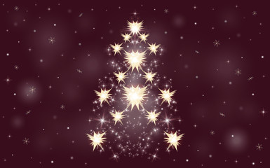 Stars snowflakes Christmas tree winter background 