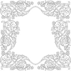Vintage border frame engraving with retro ornament pattern in antique baroque style decorative design. Vector.