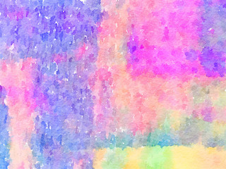 Digital watercolor painting of a pink, purple, blue, green, orange and yellow painted abstract background. Can be used as a background for Valentine’s Day or Easter.