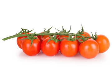 Fresh cherry tomatoes on a white background