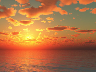 3d illustration sunset over the sea