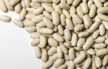 White bean background on white background. Isolated. Horizontal shoot.