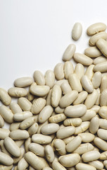 White bean background on white background. Horizontal shoot.