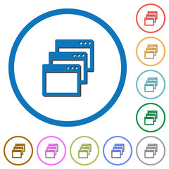 Cascade window view mode icons with shadows and outlines