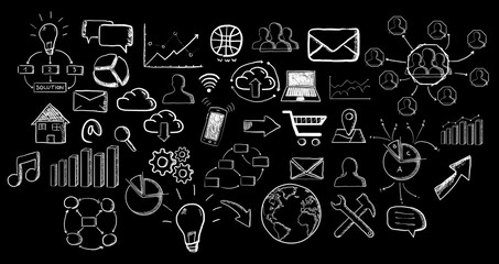 Hand drawn web icons set