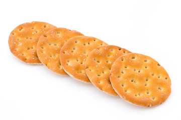 Short pastry cookies isolated on white background.