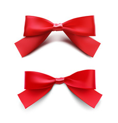 Red bows. Vector illustration on white background. Can be use for decoration gifts, greetings, holidays, etc.