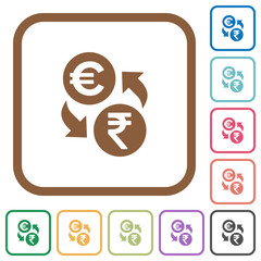Euro Rupee money exchange simple icons