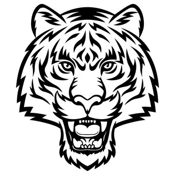 A Tiger head logo. This is vector illustration ideal for a mascot, tattoo or T-shirt graphic.
