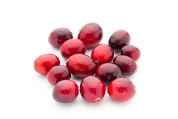 Cranberries top view. Red, ripe cranberries macro view.