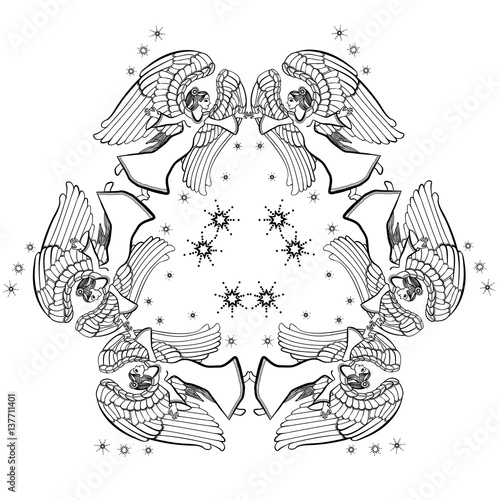 Download "Vector illustration of angels with stars mandala black and white " obrazów stockowych i plików ...