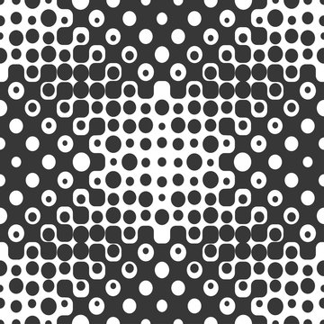 Vector Seamless Pattern Formed By Interconnected Halftone Design Elements. 
