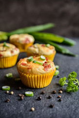 Salty bacon muffins with onion
