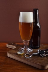 Beer bottle with glass
