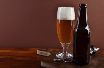 Beer bottle with glass