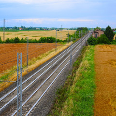 Fototapeta na wymiar NORTH ITALY - JUNE, 19, 2016: Railway in North Italy