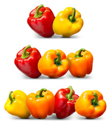 Group of sweet pepper isolated on white background