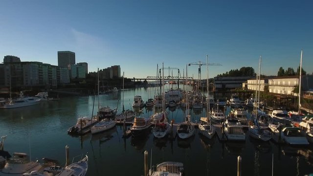 Marina Aerial Along Foss Waterway In Tacoma