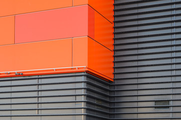 Modern facade of composite panels, view from outside