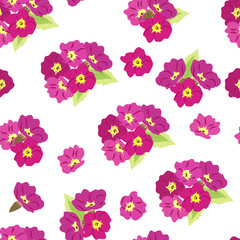 Fototapeta na wymiar Simple cute pattern in small-scale flovers primrose. Calico style. Floral seamless background for textile or book covers, manufacturing, wallpapers, print, gift wrap and scrapbooking. 