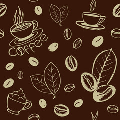 Coffee Hand Drawn Seamless Pattern