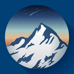 Obraz na płótnie Canvas mountain peak at night and Comet icon