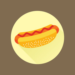 Hot Dog Vector Flat Icon in Circle