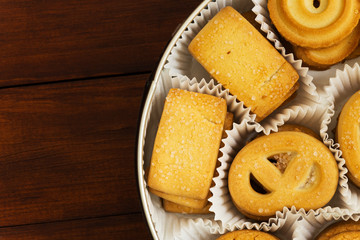 set of fresh cookies in a beautiful curly packaging