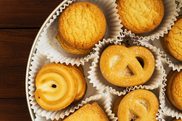 set of fresh cookies in a beautiful curly packaging