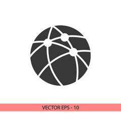 Global technology or social network  icon, vector illustration. Flat design style
