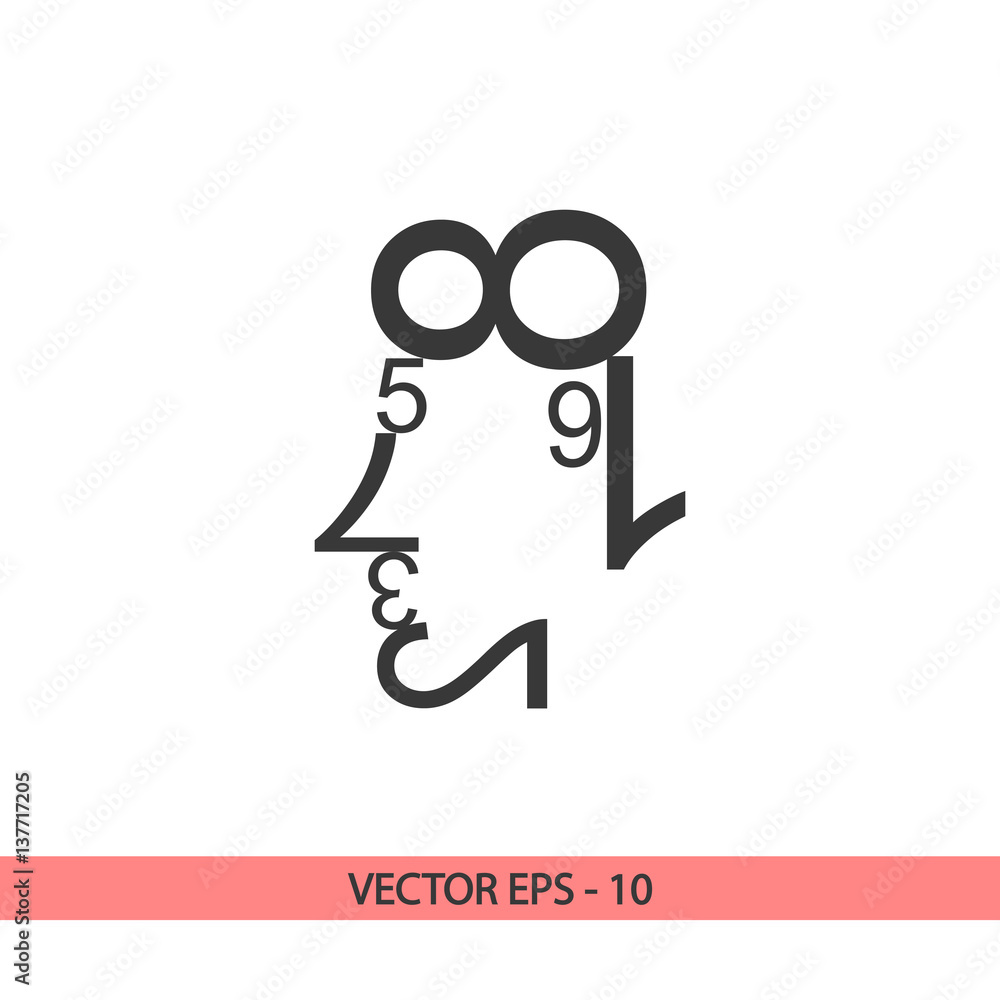 Poster human face of the data figures. human face numbers. mathematical abstraction icon, vector illustrahu