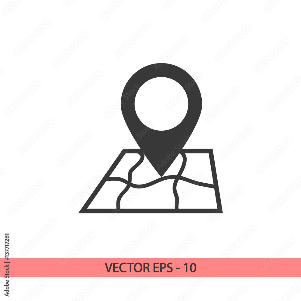Poster map with pointer icon, vector illustration. flat design style