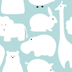 Vector pattern of flat animals seamless background.