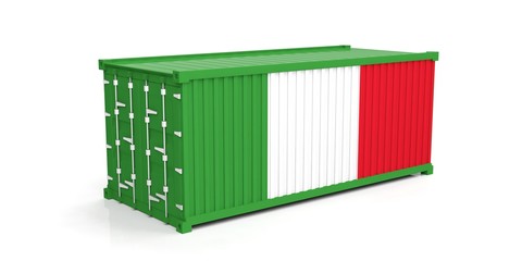 Italy flag on container. 3d illustration