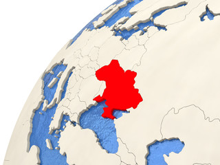 Ukraine on globe