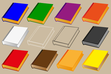 book vector illustration - set, books of different colors,