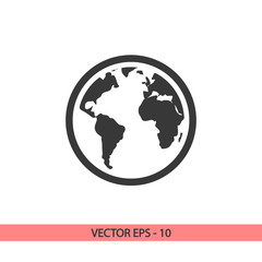 globe  icon, vector illustration. Flat design style 