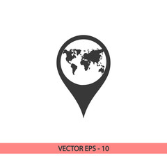 Map pointer flat icon, vector illustration. Flat design style 