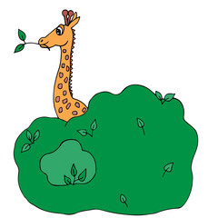 Cute colorful giraffe with leaves on the white background