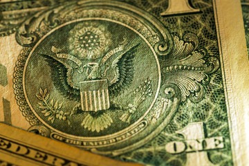 USA Coat of Arms - eagle. Art shooting of a dollar bill.