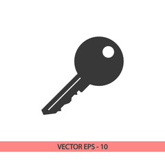 Key  icon, vector illustration. Flat design style