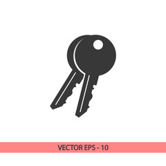 Key  icon, vector illustration. Flat design style
