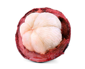 Ripe mangosteen isolated on white