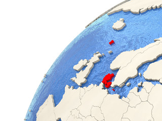 Denmark on globe